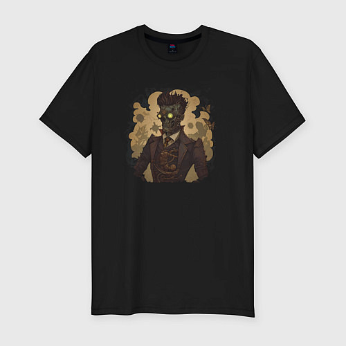 Мужская slim-футболка Steampunk skull / Черный – фото 1