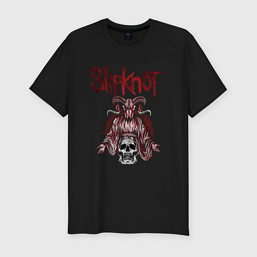 Мужская slim-футболка Slipknot рогатый череп / Черный – фото 1