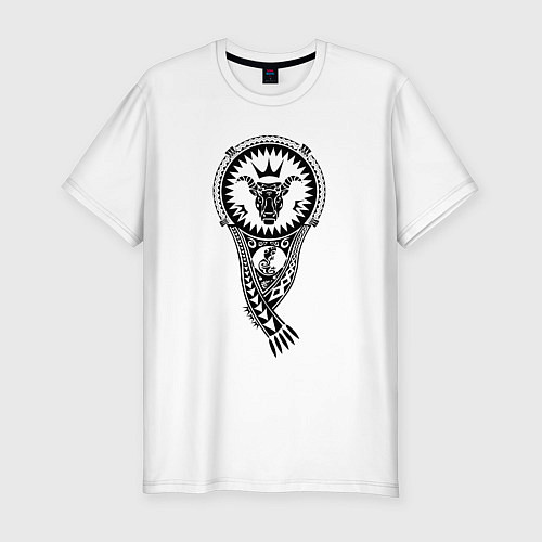 Мужская slim-футболка Татуировка в стиле Полинезии / Белый – фото 1