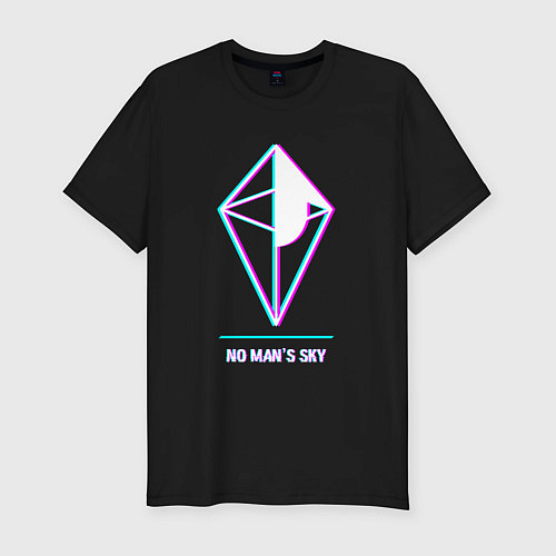 Мужская slim-футболка No Mans Sky в стиле glitch и баги графики / Черный – фото 1