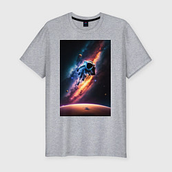 Мужская slim-футболка Астронавт в космосе