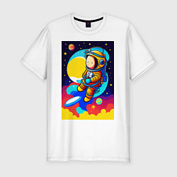 Мужская slim-футболка Маленький космонавт