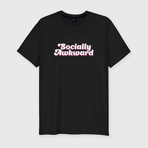 Мужская slim-футболка Socially awkward / Черный – фото 1