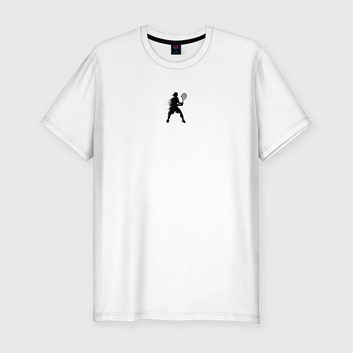 Мужская slim-футболка Черный силуэт теннисиста / Белый – фото 1