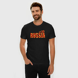 Футболка slim-fit Russia: в стиле хохлома, цвет: черный — фото 2