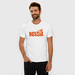 Футболка slim-fit Russia: в стиле хохлома, цвет: белый — фото 2