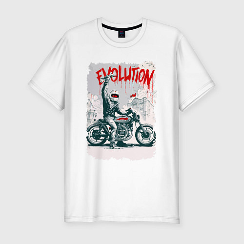Мужская slim-футболка Evolution - motorcycle / Белый – фото 1