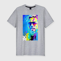 Мужская slim-футболка Brad Pitt - sketch - pop art