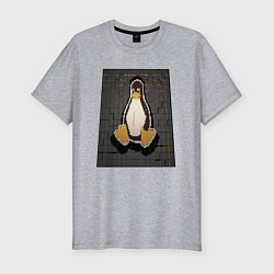 Футболка slim-fit Linux Tux cubed, цвет: меланж