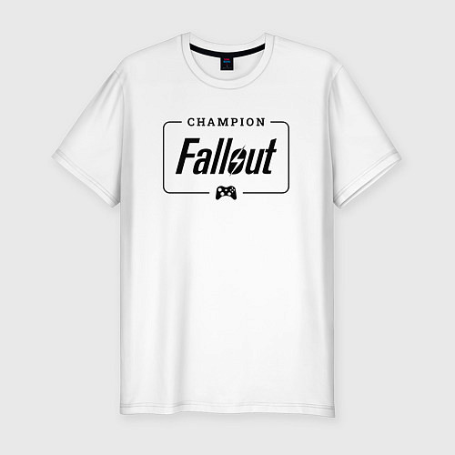 Мужская slim-футболка Fallout gaming champion: рамка с лого и джойстиком / Белый – фото 1