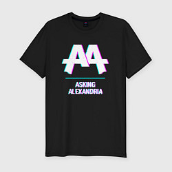 Мужская slim-футболка Asking Alexandria glitch rock