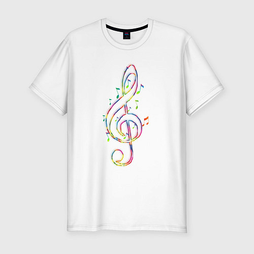 Мужская slim-футболка Музыкальный скрипичный ключ / Белый – фото 1