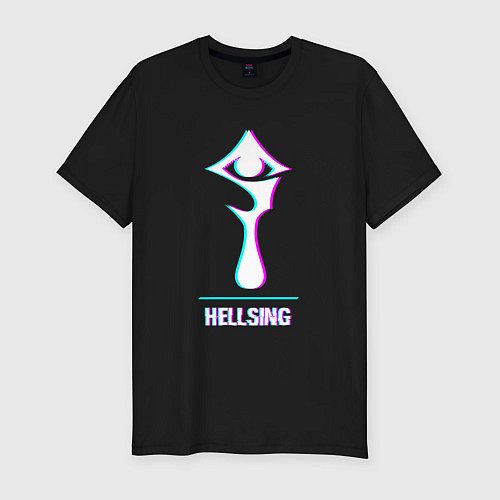 Мужская slim-футболка Символ Hellsing в стиле glitch / Черный – фото 1