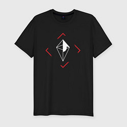 Футболка slim-fit Символ No Mans Sky в красном ромбе, цвет: черный