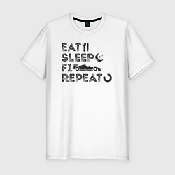 Футболка slim-fit Eat sleep F1, цвет: белый