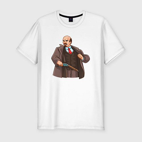 Мужская slim-футболка Ленин достаёт ружьё / Белый – фото 1