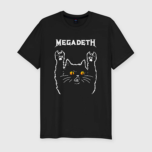 Мужская slim-футболка Megadeth rock cat / Черный – фото 1
