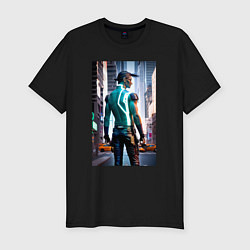 Мужская slim-футболка A cyberpunk dude - New York