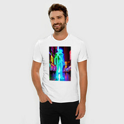 Футболка slim-fit Neon dude in the night city, цвет: белый — фото 2