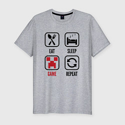 Мужская slim-футболка Eat - sleep - Minecraft - repeat