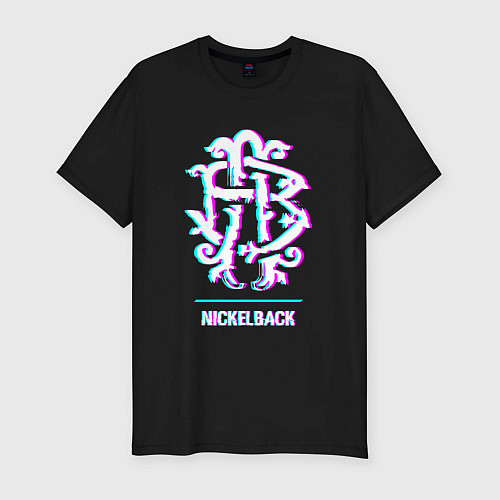Мужская slim-футболка Nickelback glitch rock / Черный – фото 1