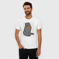 Футболка slim-fit Кот в бабочке, цвет: белый — фото 2