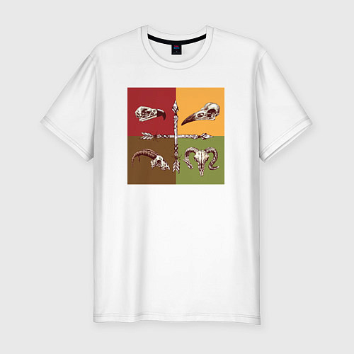 Мужская slim-футболка Черепа животных / Белый – фото 1