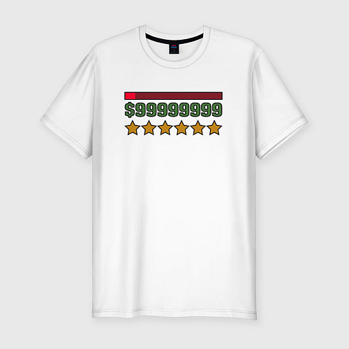 Мужская slim-футболка GTA Wanted Level / Белый – фото 1