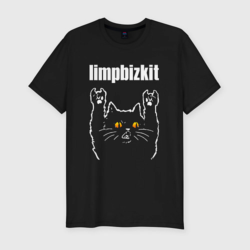 Мужская slim-футболка Limp Bizkit rock cat / Черный – фото 1