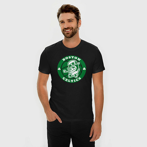 Мужская slim-футболка Celtics / Черный – фото 3