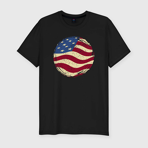 Мужская slim-футболка Flag USA / Черный – фото 1