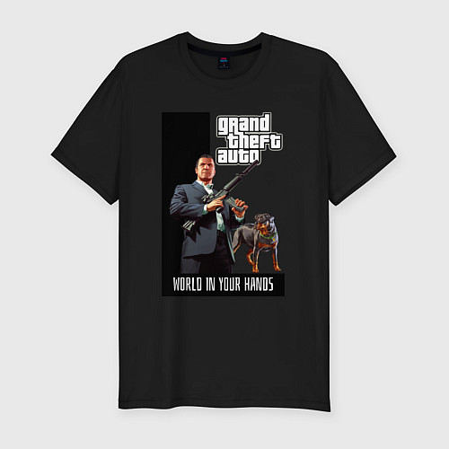 Мужская slim-футболка GTA Майкл де Санта / Черный – фото 1