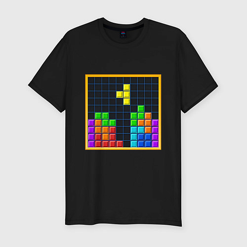 Мужская slim-футболка Tetris / Черный – фото 1