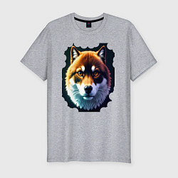 Футболка slim-fit Shiba пёсель, цвет: меланж