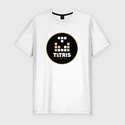 Мужская slim-футболка Тетрис на фоне круга