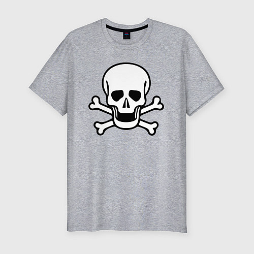 Мужская slim-футболка Классическая черепушка / Меланж – фото 1