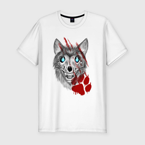Мужская slim-футболка Призрачный волк / Белый – фото 1