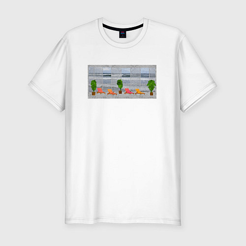 Мужская slim-футболка Лежаки у моря / Белый – фото 1