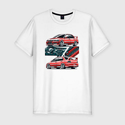 Футболка slim-fit Mitsubishi Lancer Evolution IX V1, цвет: белый