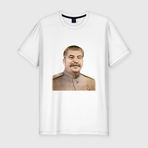 Мужская slim-футболка Товарищ Сталин бюст / Белый – фото 1
