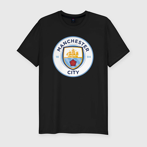 Мужская slim-футболка Manchester City FC / Черный – фото 1