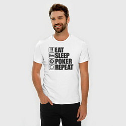 Футболка slim-fit Eat, sleep, poker, repeat, цвет: белый — фото 2