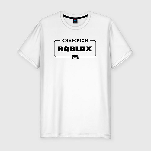 Мужская slim-футболка Roblox gaming champion: рамка с лого и джойстиком / Белый – фото 1