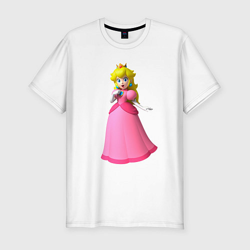 Мужская slim-футболка Пич принцесса из Марио / Белый – фото 1