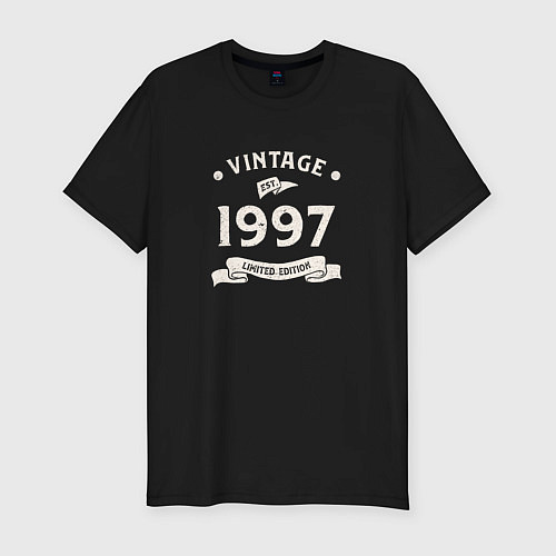 Мужская slim-футболка Винтаж 1997, ограниченный выпуск / Черный – фото 1