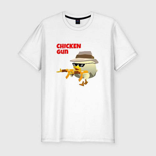 Мужская slim-футболка Цыпленок с автоматами / Белый – фото 1