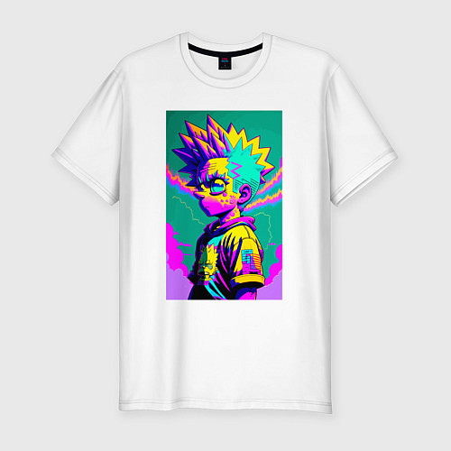 Мужская slim-футболка Bart Simpson - pop art / Белый – фото 1