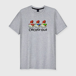 Футболка slim-fit Chicken gun - три курочки, цвет: меланж