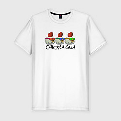 Футболка slim-fit Chicken gun - три курочки, цвет: белый