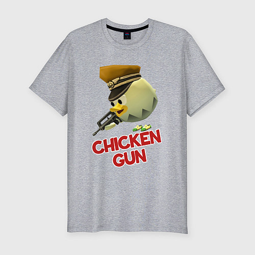 Мужская slim-футболка Chicken Gun logo / Меланж – фото 1